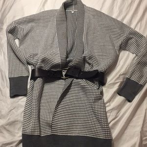 Window Pane Long Cardigan